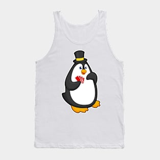 Penguin with Hat at Poker with Poker cards Tank Top